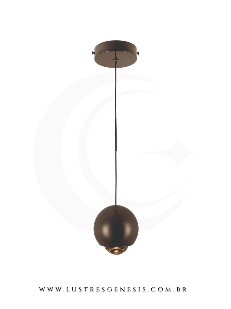 Pendente de LED redondo Snail preto, ideal para bancadas, mesas de cabeceira, lavabos e ilhas, da marca Sindora.