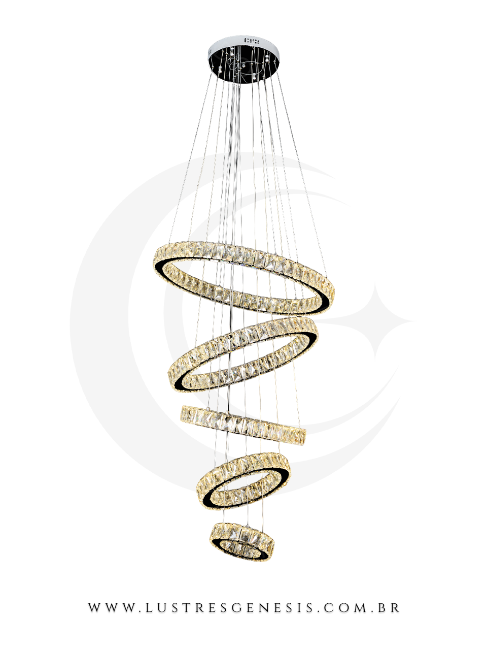 Lustre Pendente Allianza 5 Anéis de Cristal