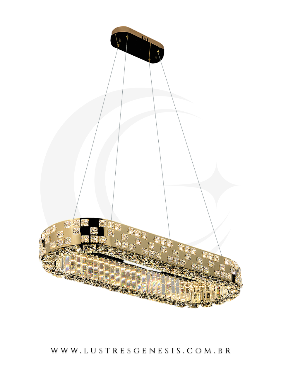 Lustre Pendente de Cristal Anel Versailles Dourado