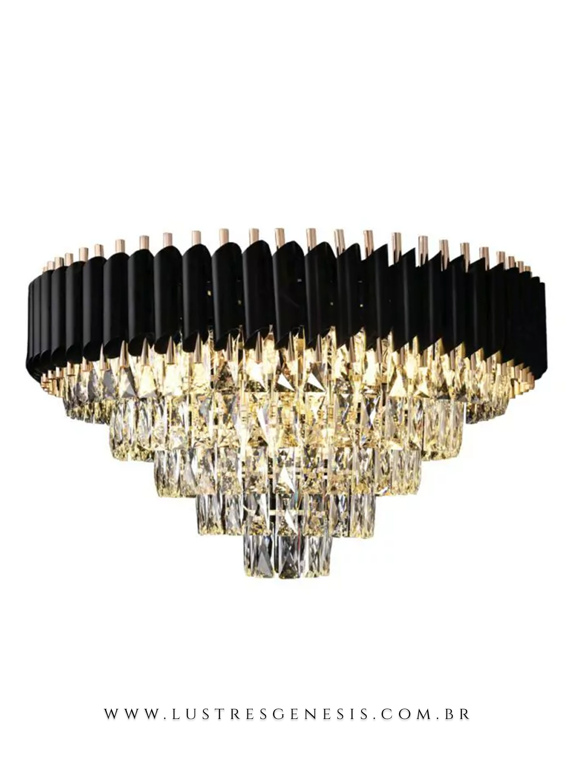 Pendente de Cristal Transparente Líbia Preto Ø75cm