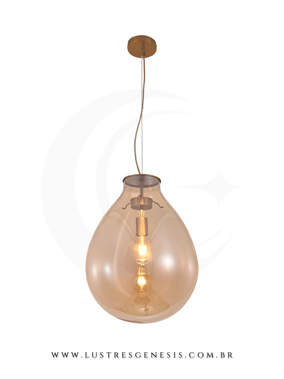 Lumin&aacute;ria de teto pendente moderno em vidro conhaque, modelo ZR162-48CO. Lustres G&ecirc;nesis loja online de Lustres e Ilumina&ccedil;&atilde;o Decorativa