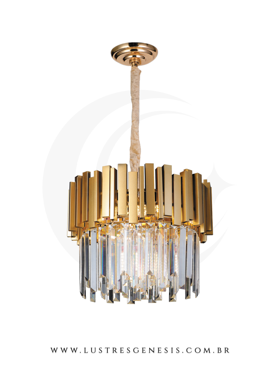 Pendente de Cristal com Detalhes Dourados