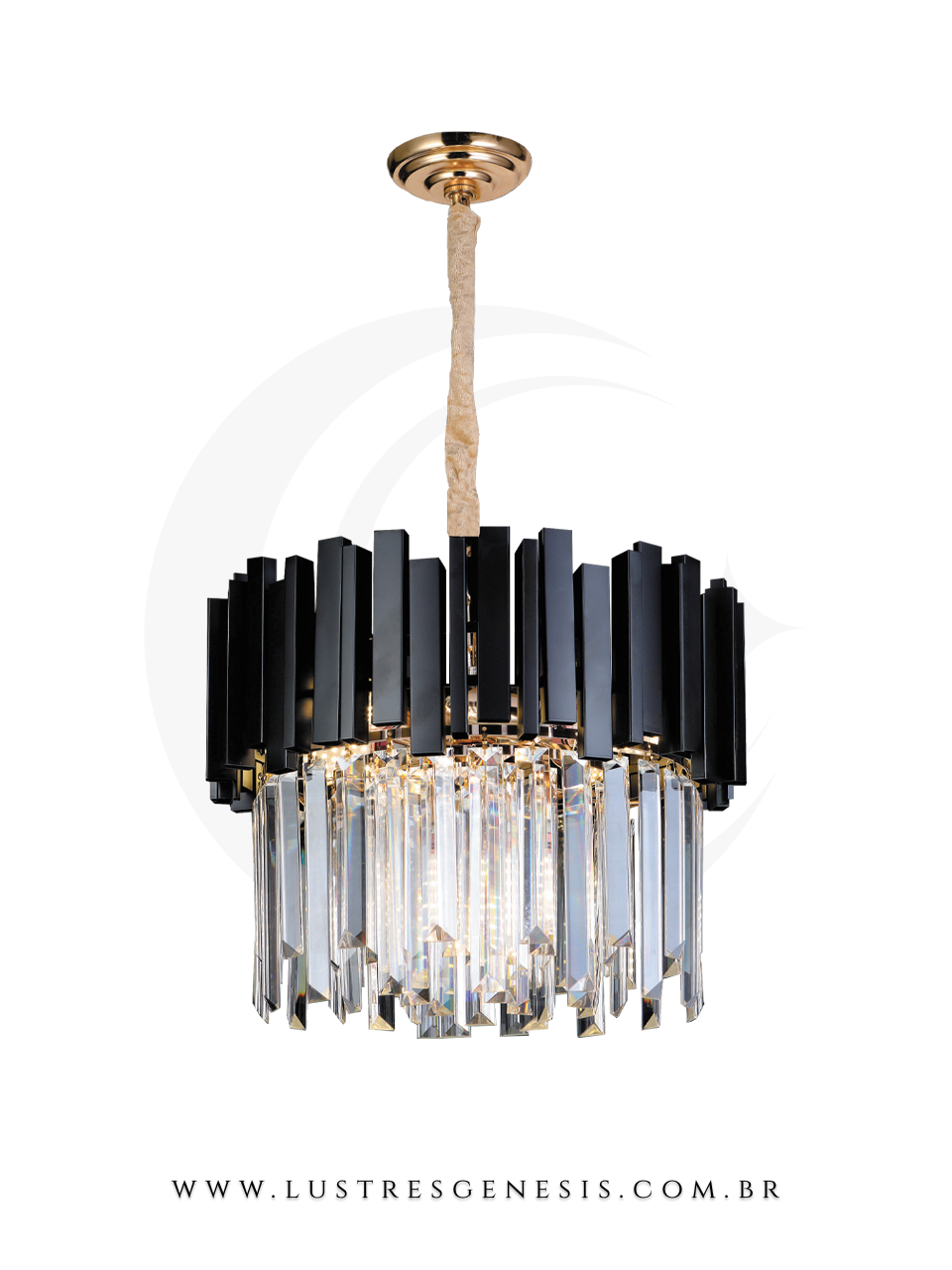 Pendente de Cristal com Detalhes em Preto
