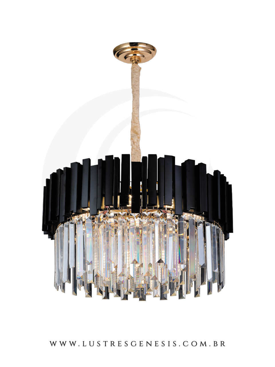 Pendente de Cristal com Detalhes em Preto