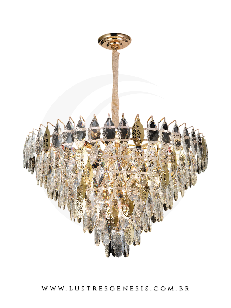 Pendente de Cristal River com Detalhes em Dourado