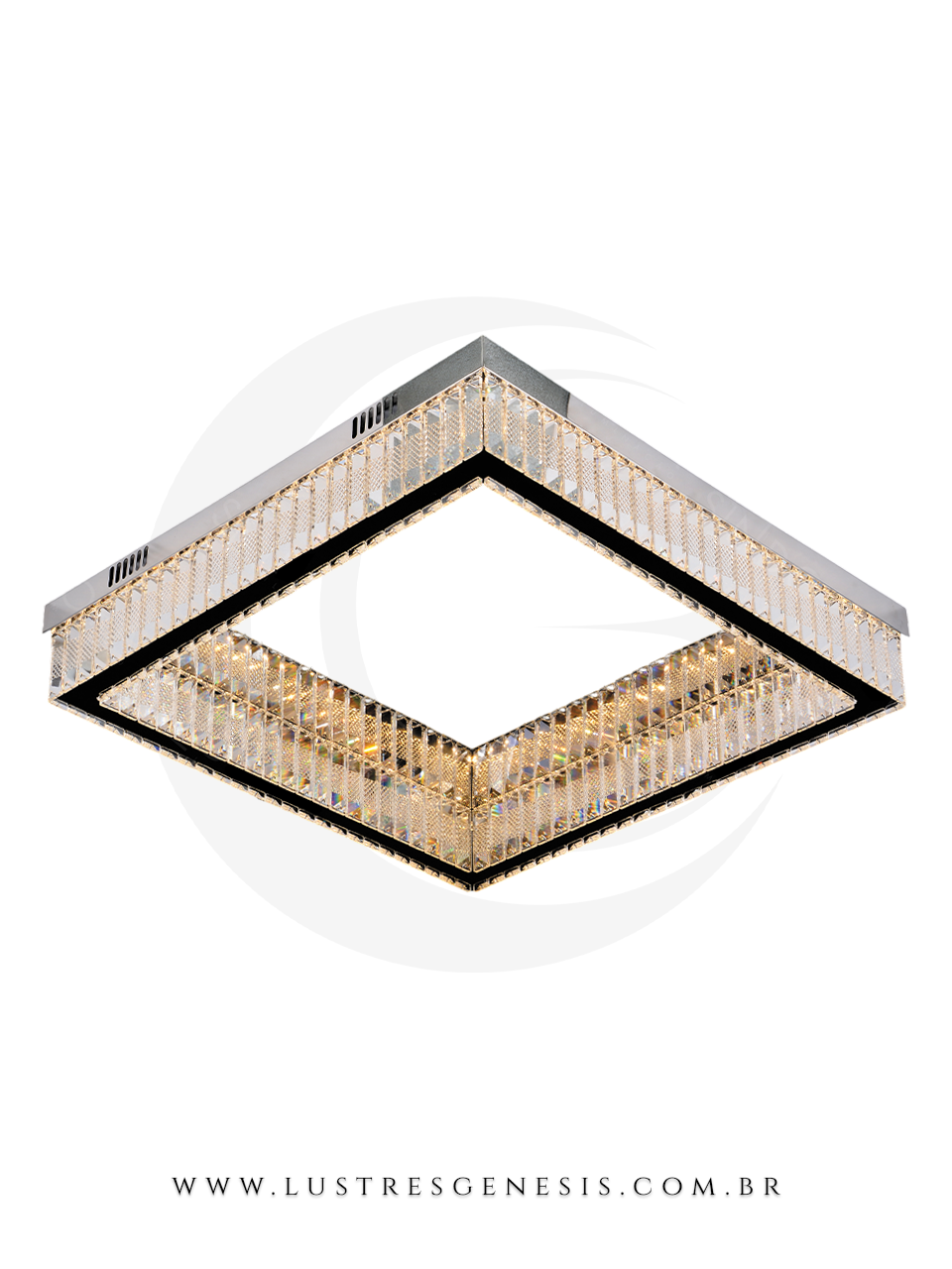 Luminária Plafon de Teto Vola Quadrado de Cristal