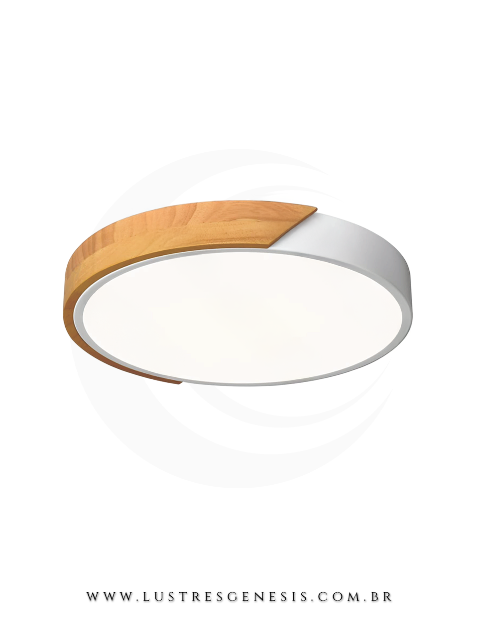Plafon redondo branco Zora de 41cm com LED integrado, design moderno, indicado para quartos, salas, corredores, hall e escrit&oacute;rio.