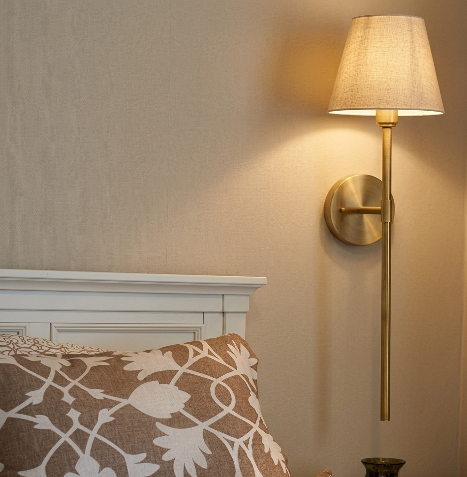 Luminaria Arandela Vintage Dourada 60cm de Parede para Cabeceira de Cama, Quarto de Casal, Espelho do Banheiro, Lavabo e Hall