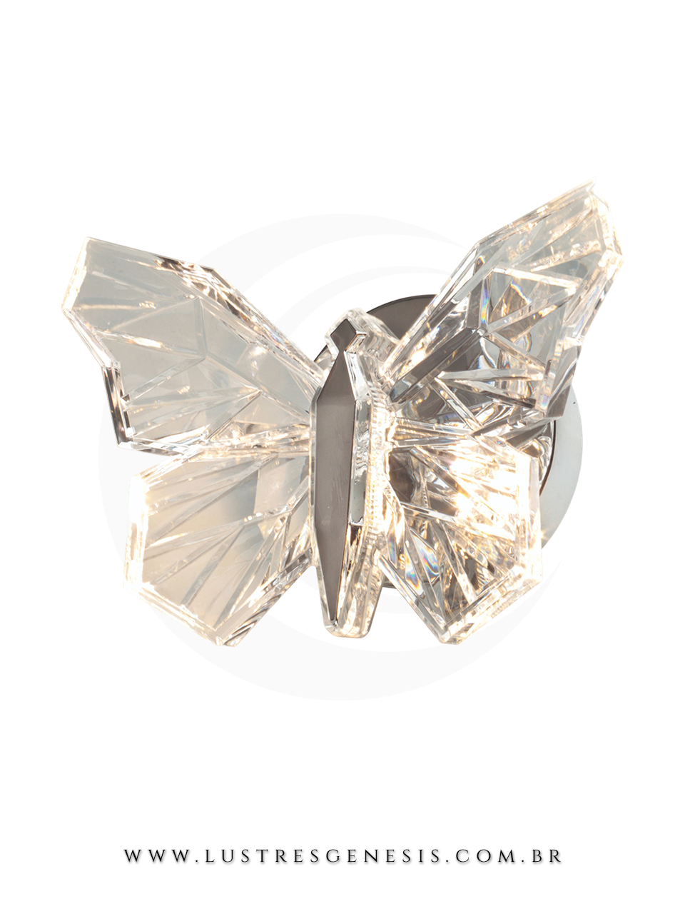 A Arandela Borboleta Led em metal cromado e acrilico une sofisticação e encanto para o seu ambiente.