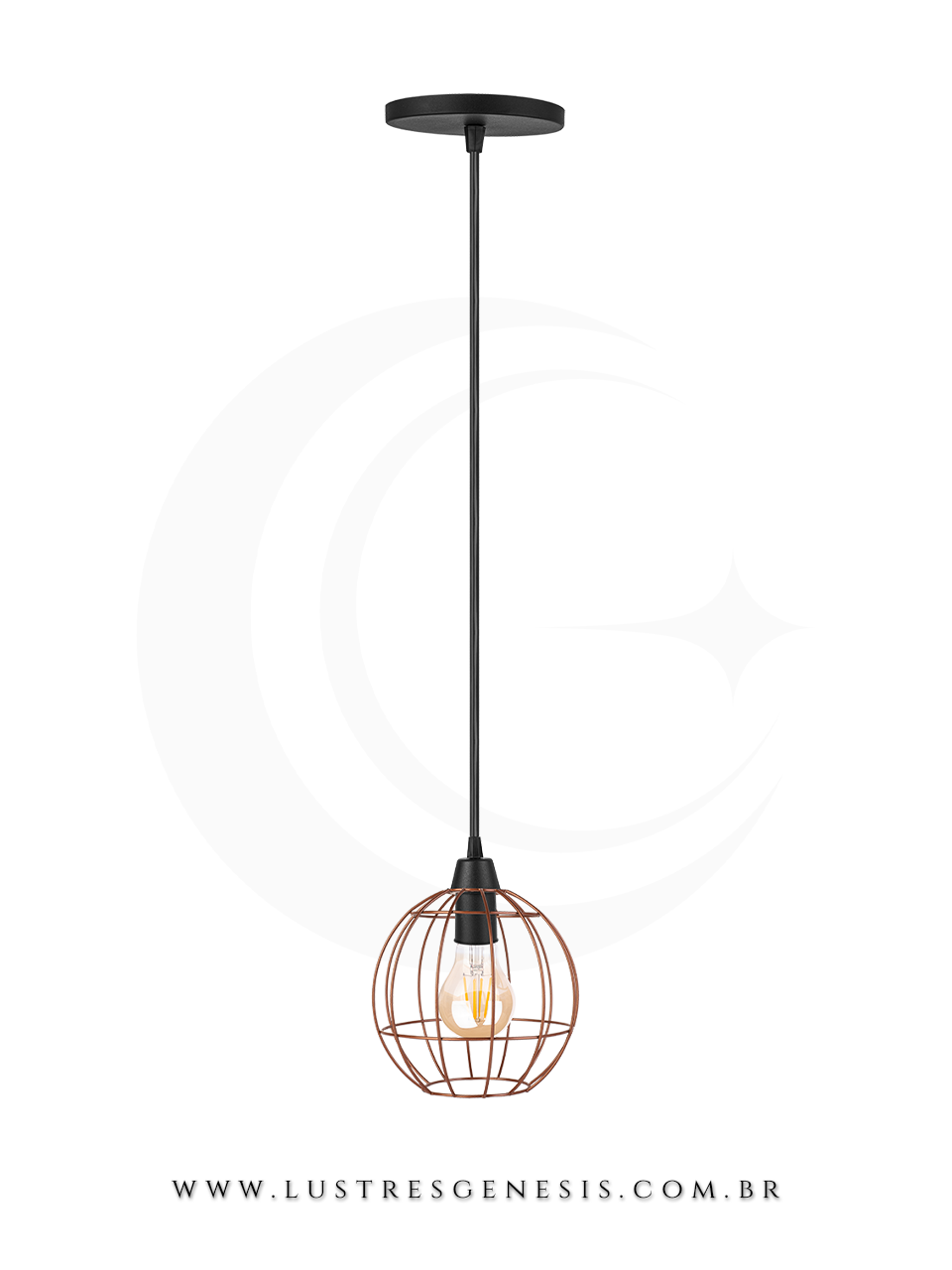 Luminária Pendente Industrial Metal Aramado Bola Cobre Modelo Globo para Bancada Cozinha área Gourmet Lavabo