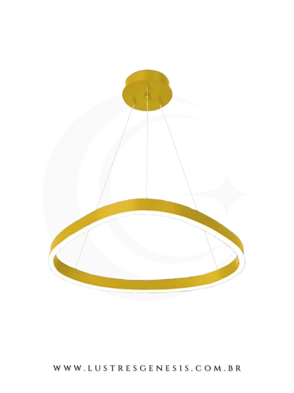 Lustre pendente Sierra Aliança triangular dourado de 60cm, design moderno, ideal para sala de jantar, quartos, sala de estar e escritórios.