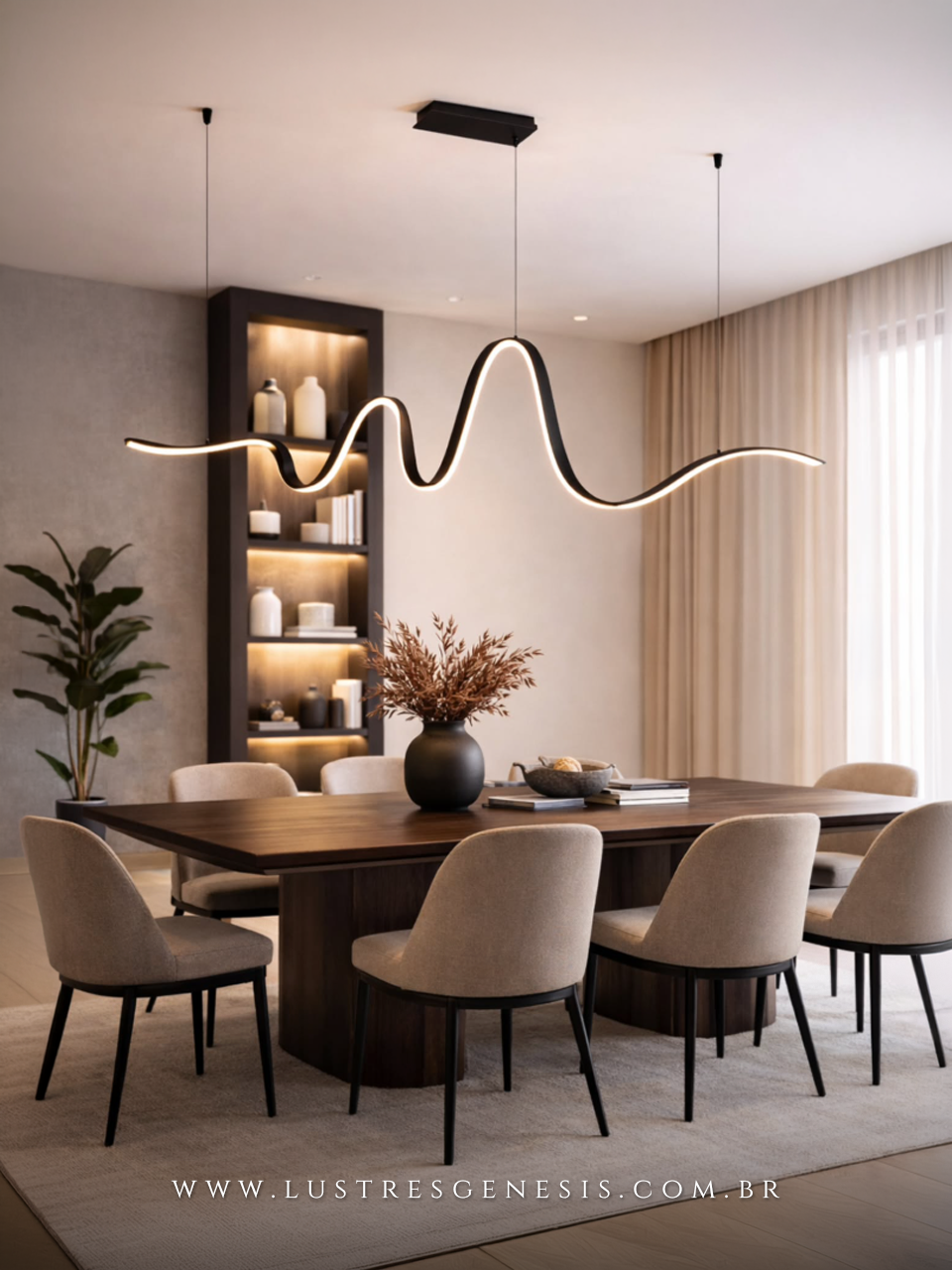 Lustre Pendente de LED Moderno 160cm Preto Lustres Genesis loja online de Lustres e Iluminação Decorativa