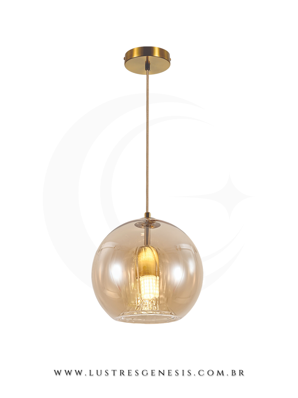 Luminaria Pendente Moderna Metal Bronze Vidro Transparente ou Âmbar E14 15x15cm, Cabeceira de Cama, Lavabo, Balcao de cozinha