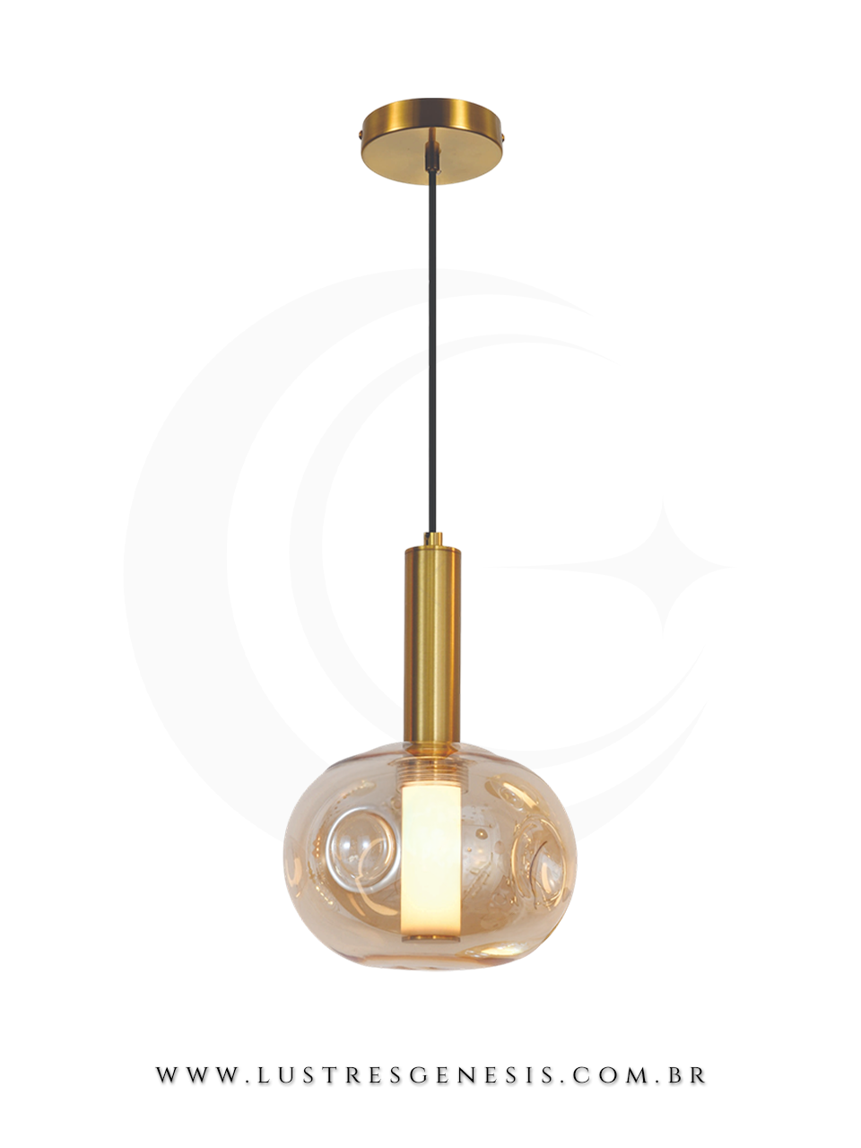 O Pendente Moderno em metal preto e vidro une elegancia e estilo contemporaneo para seu ambiente.