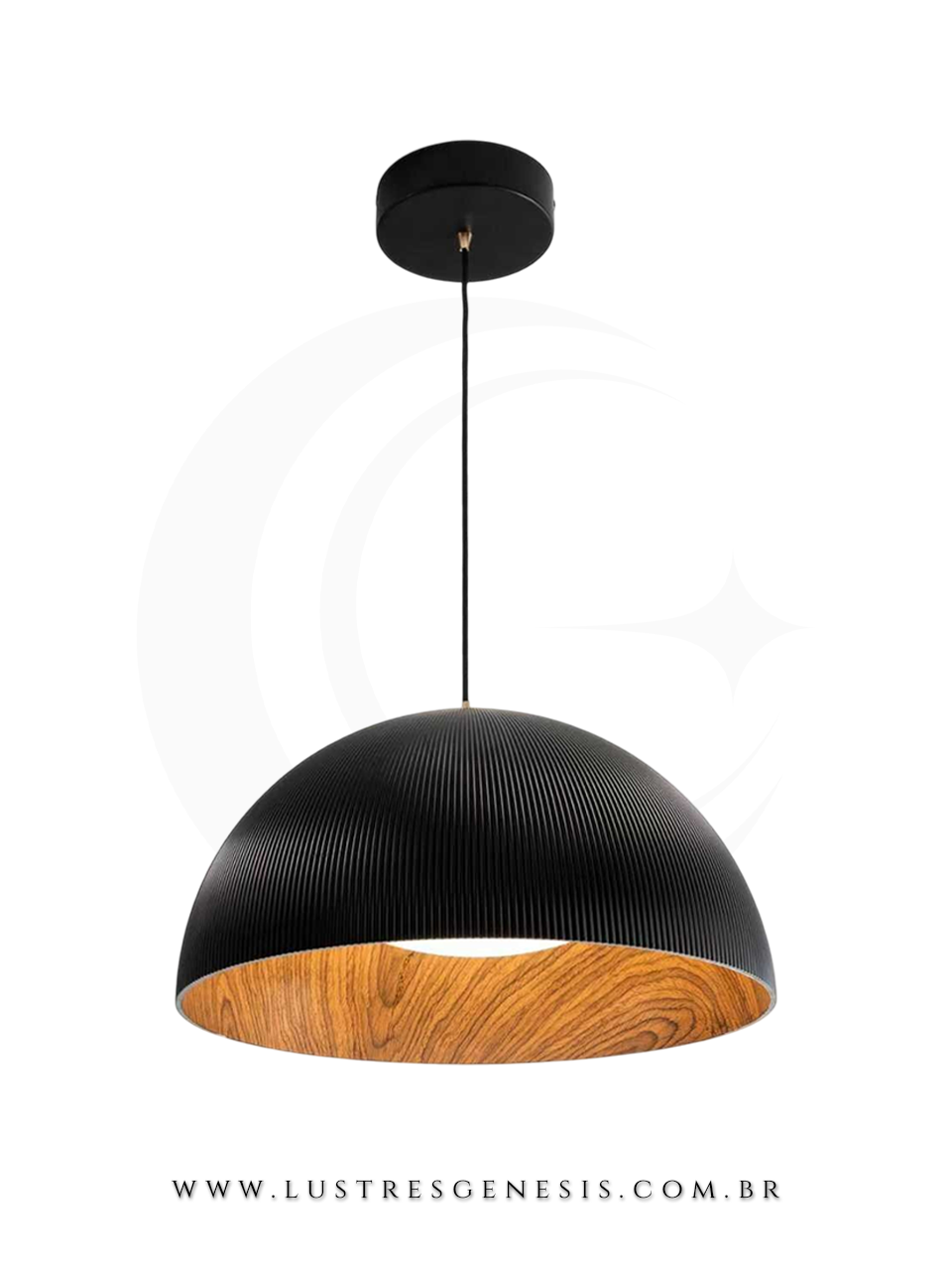 Lustre Pendente LED Preto Acrilico 40cm Bivolt para Quarto, Sala de Estar, Jantar e cozinha