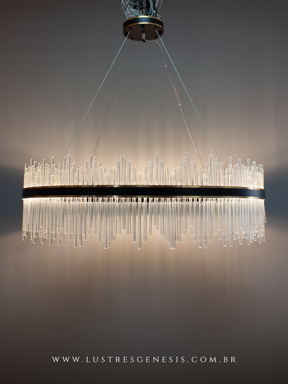 Lustre Pendente Contemporaneo de Cristal Dourado Luminaria para Mesa Sala de Jantar, Sala de Estar, Quarto Casal, Cozinha e Banheiro
