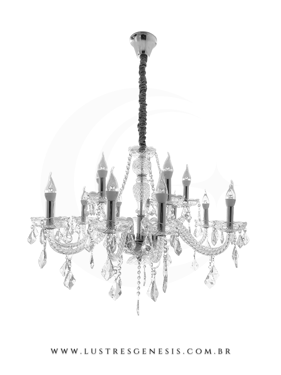 Lustre de Cristal Maria Thereza 12 Braços - Luxo e Sofisticação