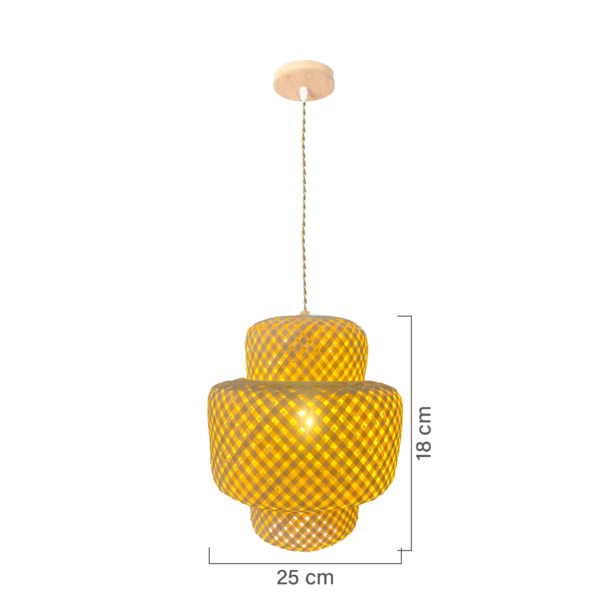 Medidas do Lúminaria Pendente Rattan de Palha Nova Guine Detalhes