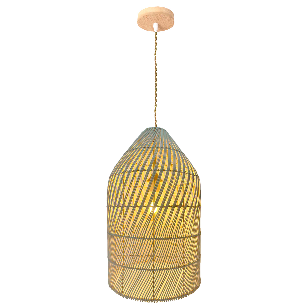 Lúminaria Pendente Rattan de Palha Nova Guine Detalhes
