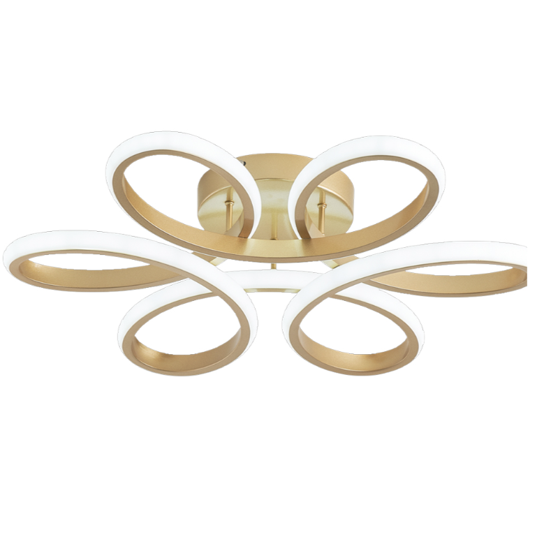 Plafon Moderno Helix Dourado LED Integrado