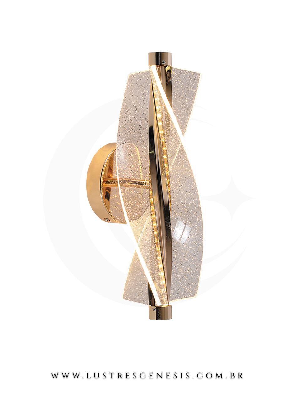 Arandela de parede moderna Trinket com acabamento em glitter, ideal para cabeceira de cama, garagem, corredor e lavabos, da marca Sindora