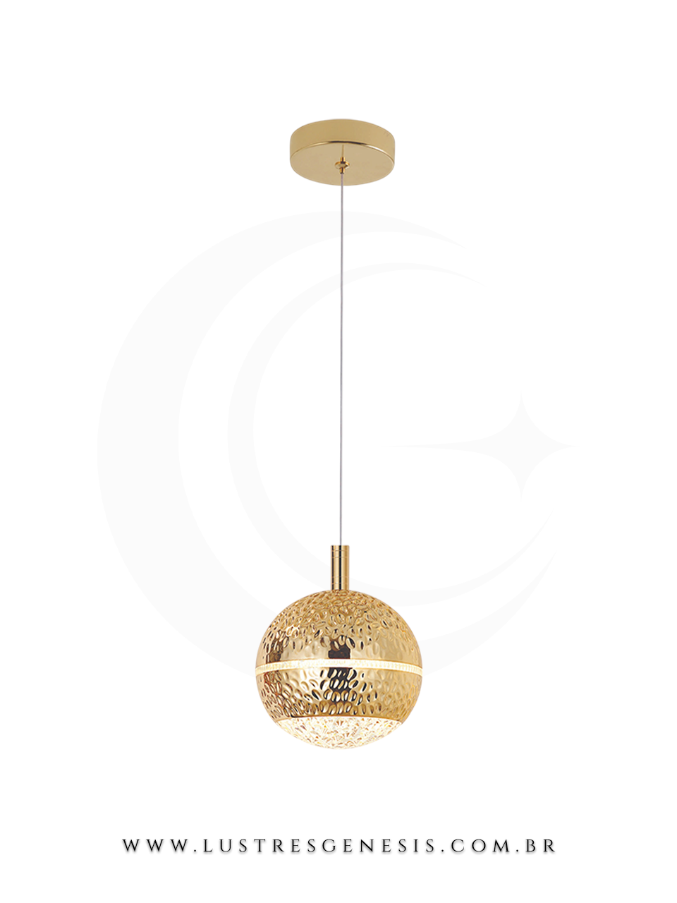 Pendente de Vidro Dourado Solares