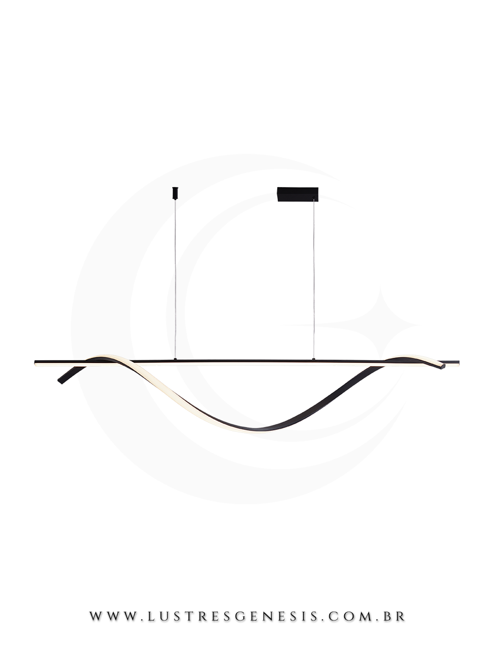 Lustre pendente de LED moderno Sigma DCD03216 branco instalado acima de uma mesa de jantar em ambiente minimalista.   Lustres G&ecirc;nesis - o melhore site da Internet para comprar Lustre