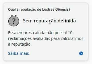 Registro do perfil da Lustres G&ecirc;nesis no Reclame Aqui em 2025