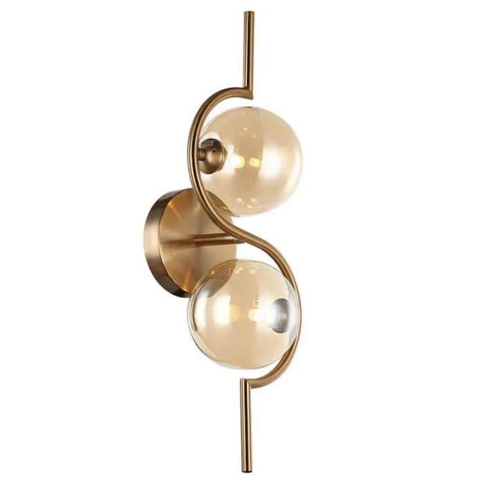 Arandela Deuce Moderno Bronze com vidros champagne, ideal para quarto, sala, escada, cabeceira de cama e lavabos. Lustres Gênesis loja online de Lustres e Iluminação Decorativa