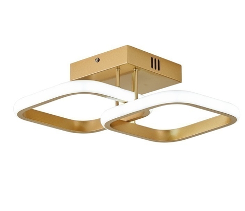 Plafon decorativo LED com anéis duplos, ideal para iluminação de ambientes contemporâneos e minimalistas.