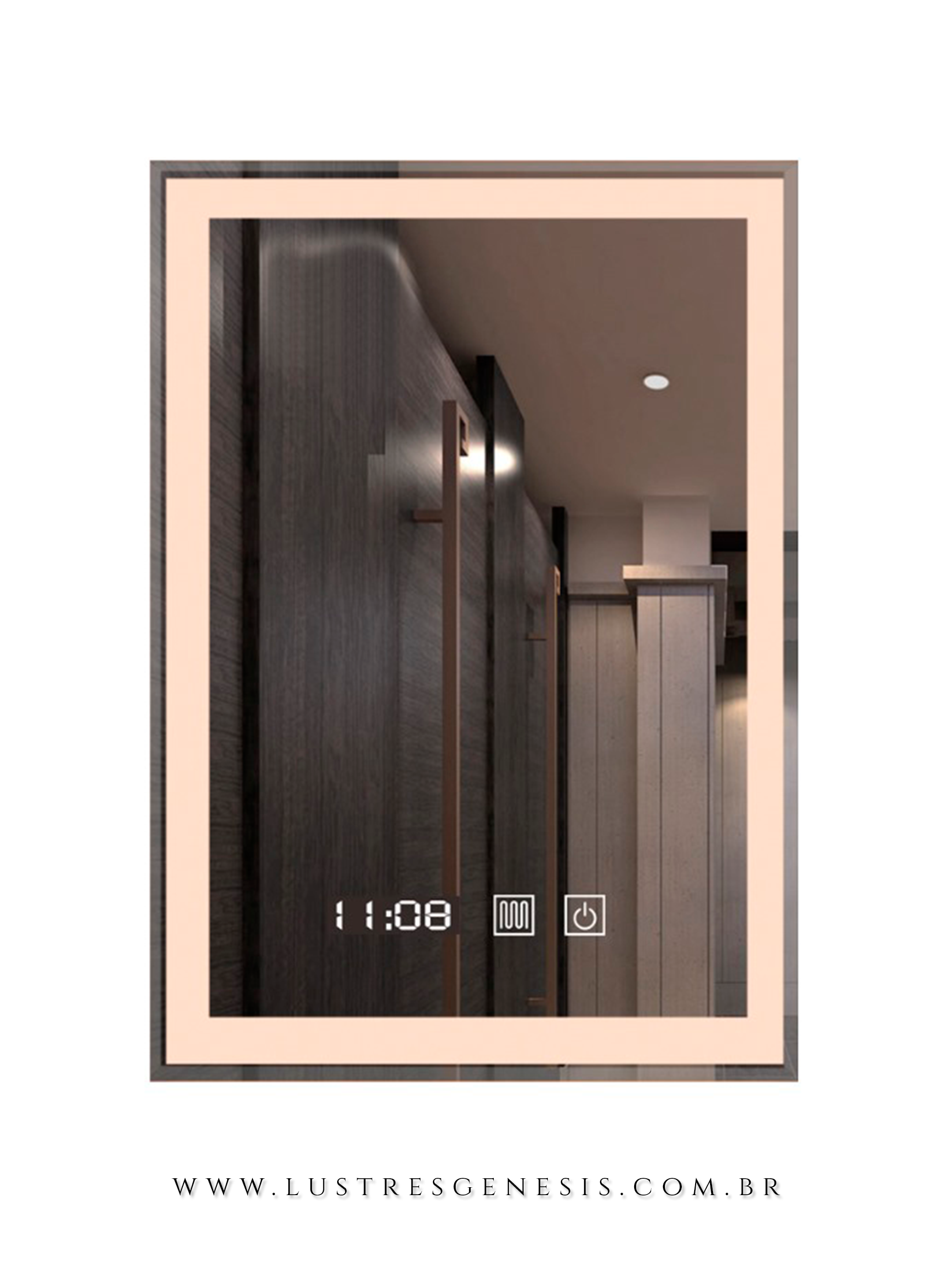 Espelho Moderno Touch Screen Retangular com LED
