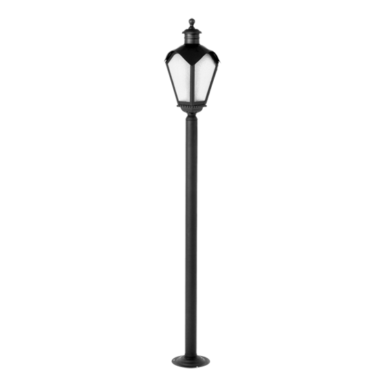 Poste colonial Sinha X rústico para áreas externas, modelo da Incolustres, com design clássico e acabamento em preto. Lustres Gênesis loja online de Lustres e Iluminação Decorativa