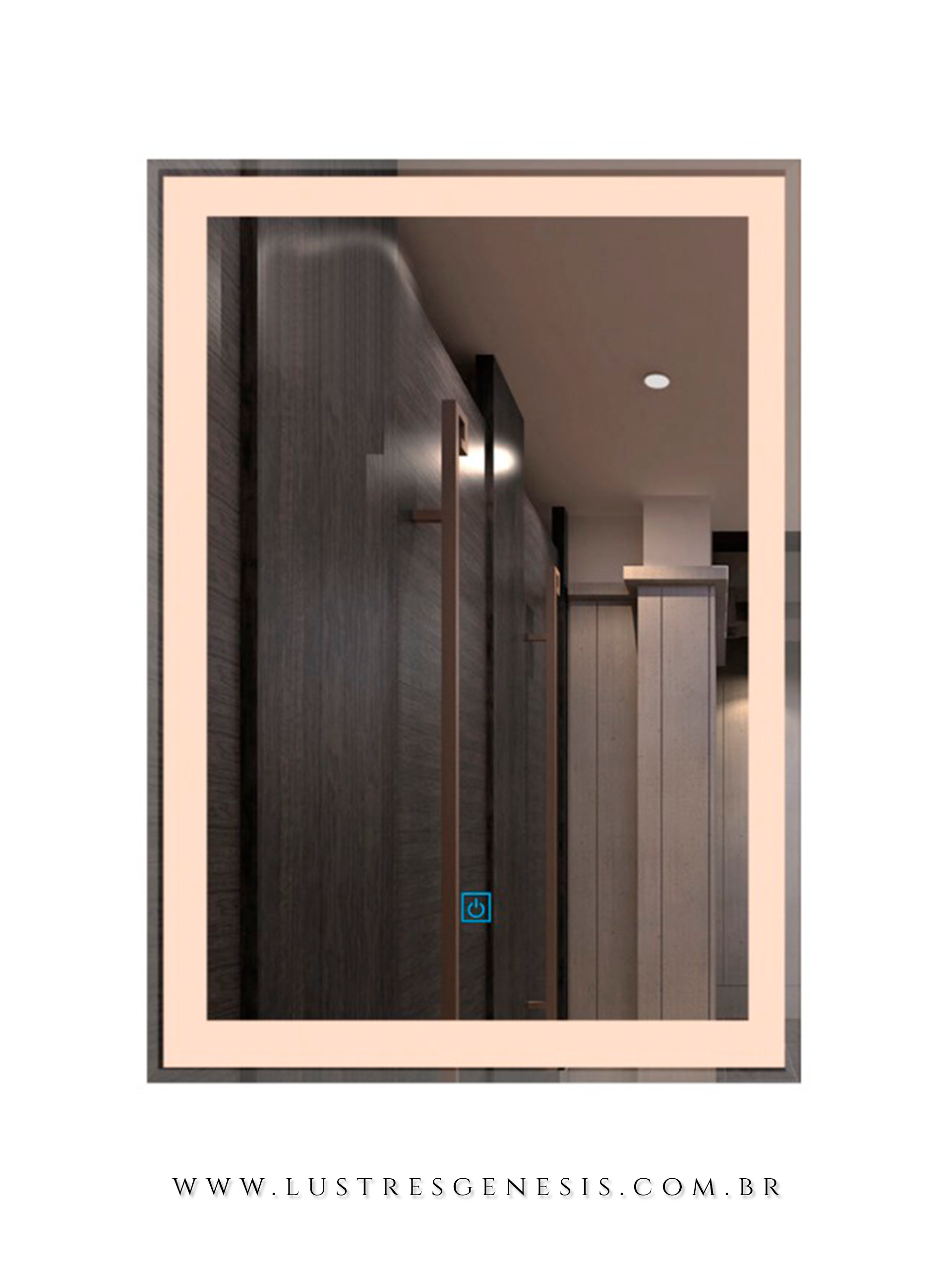 Espelho Moderno Touch Screen Retangular 70x50cm com LED