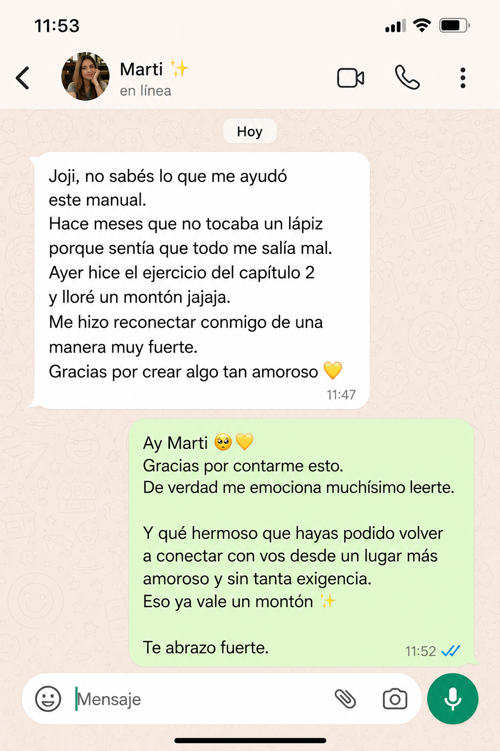 Rese&ntilde;a real de WhatsApp 1