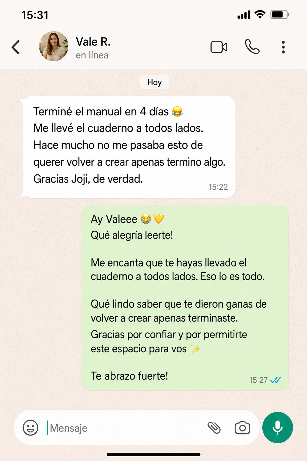 Rese&ntilde;a real de WhatsApp 2
