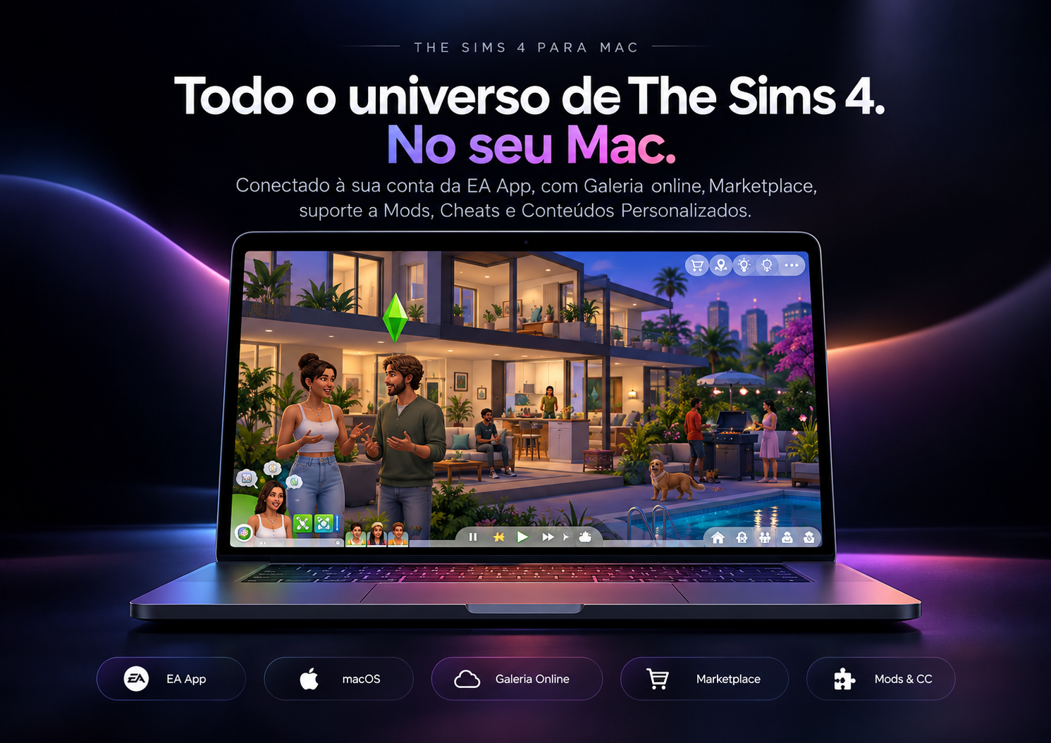 The Sims 4 completo para Mac com EA App, Galeria Online, Marketplace e Mods