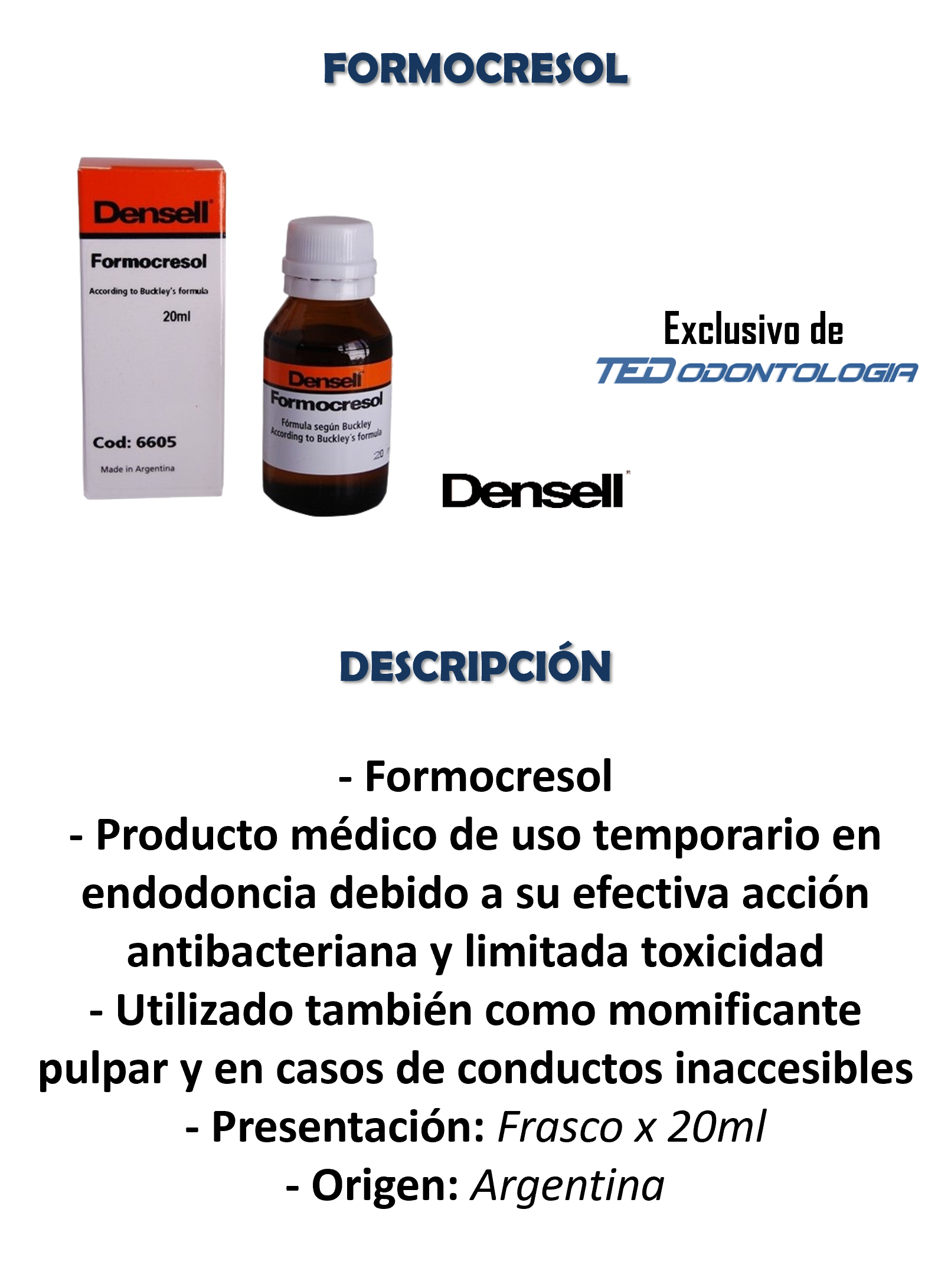 Formocresol Dr. Buckley x 20ml - 6605 - Densell