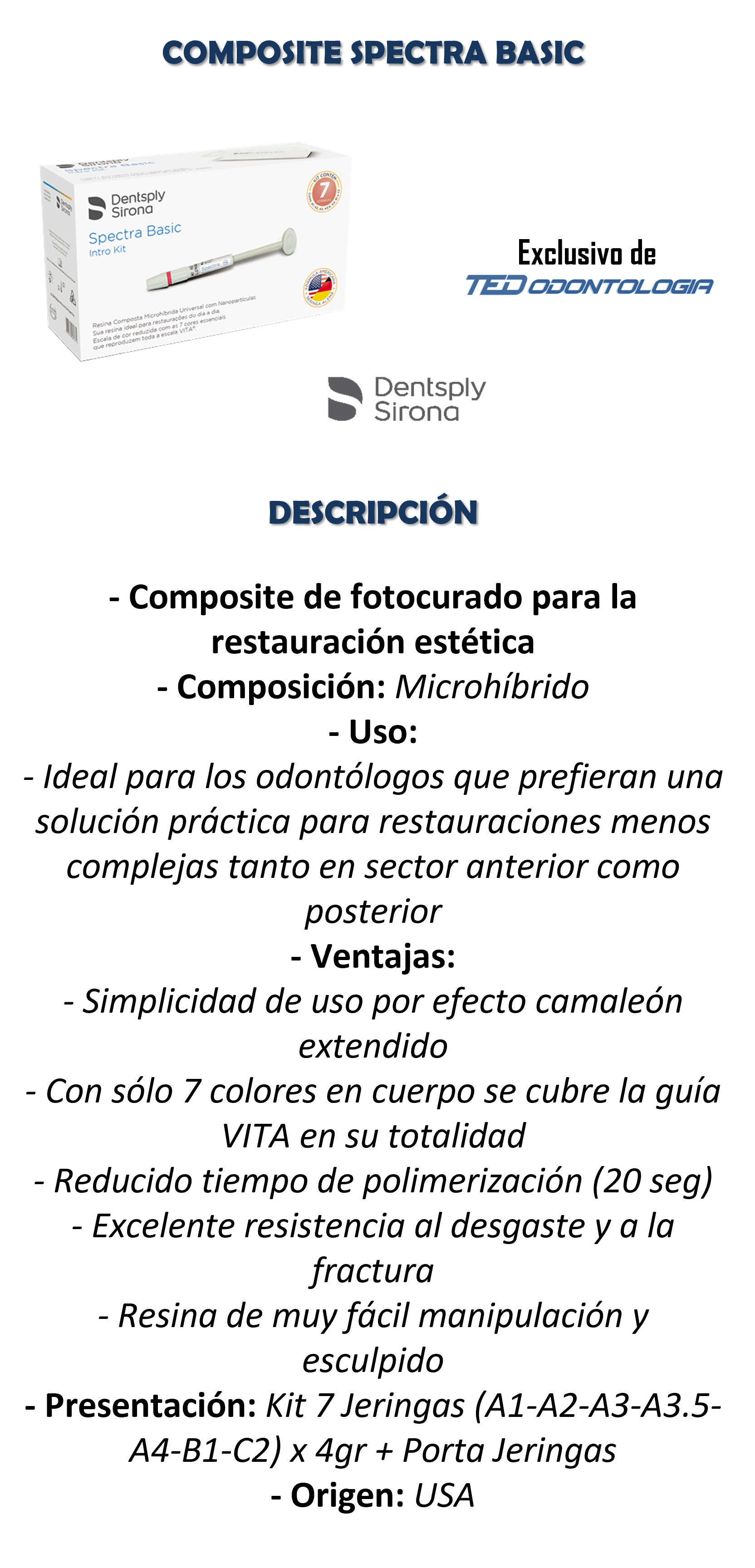 KIT Composite SPECTRA BASIC INTRO KIT 7 jer x 4gr + Porta Jeringas ...