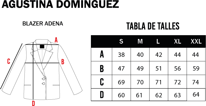 Tabla de talles de Saco Velvet Adena Violeta