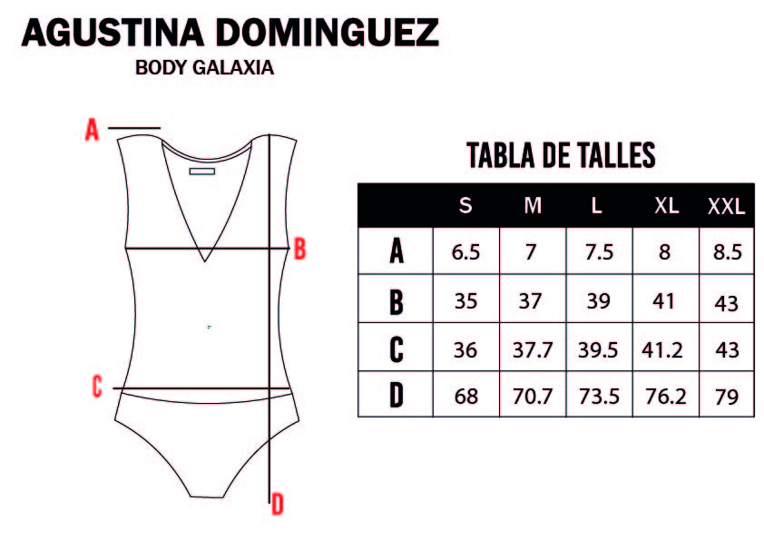 Tabla de talles de Body Galaxia Off White