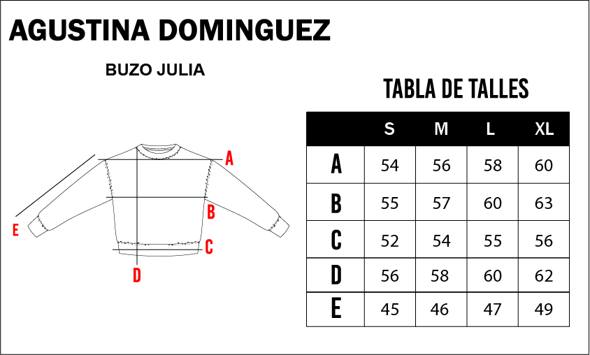 Tabla de talles de Sweater Julia Vainilla