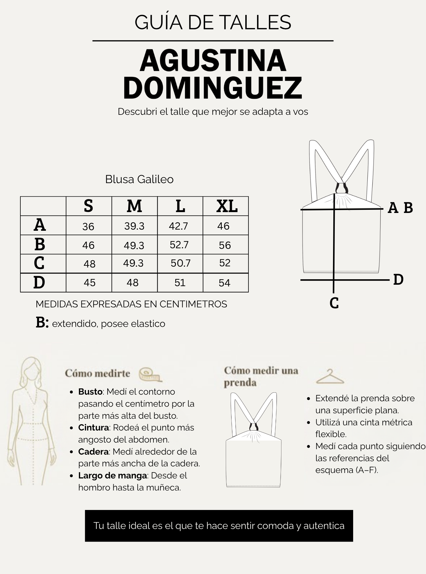 Tabla de talles de Blusa galileo Off white