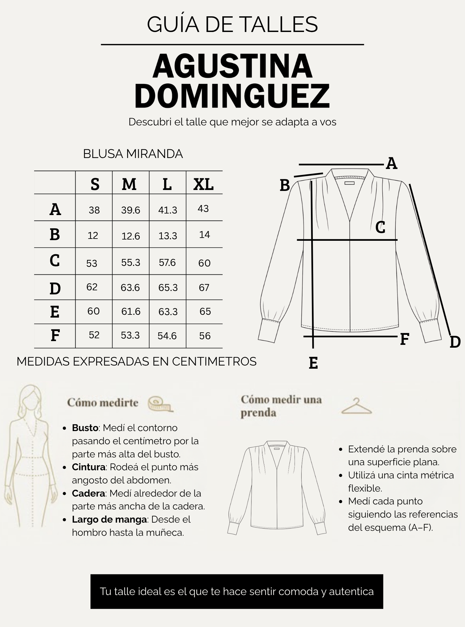 Tabla de talles de Blusa miranda Negro