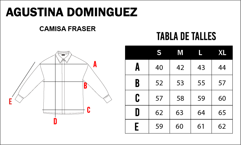 Tabla de talles de Camisa Fraser Lima