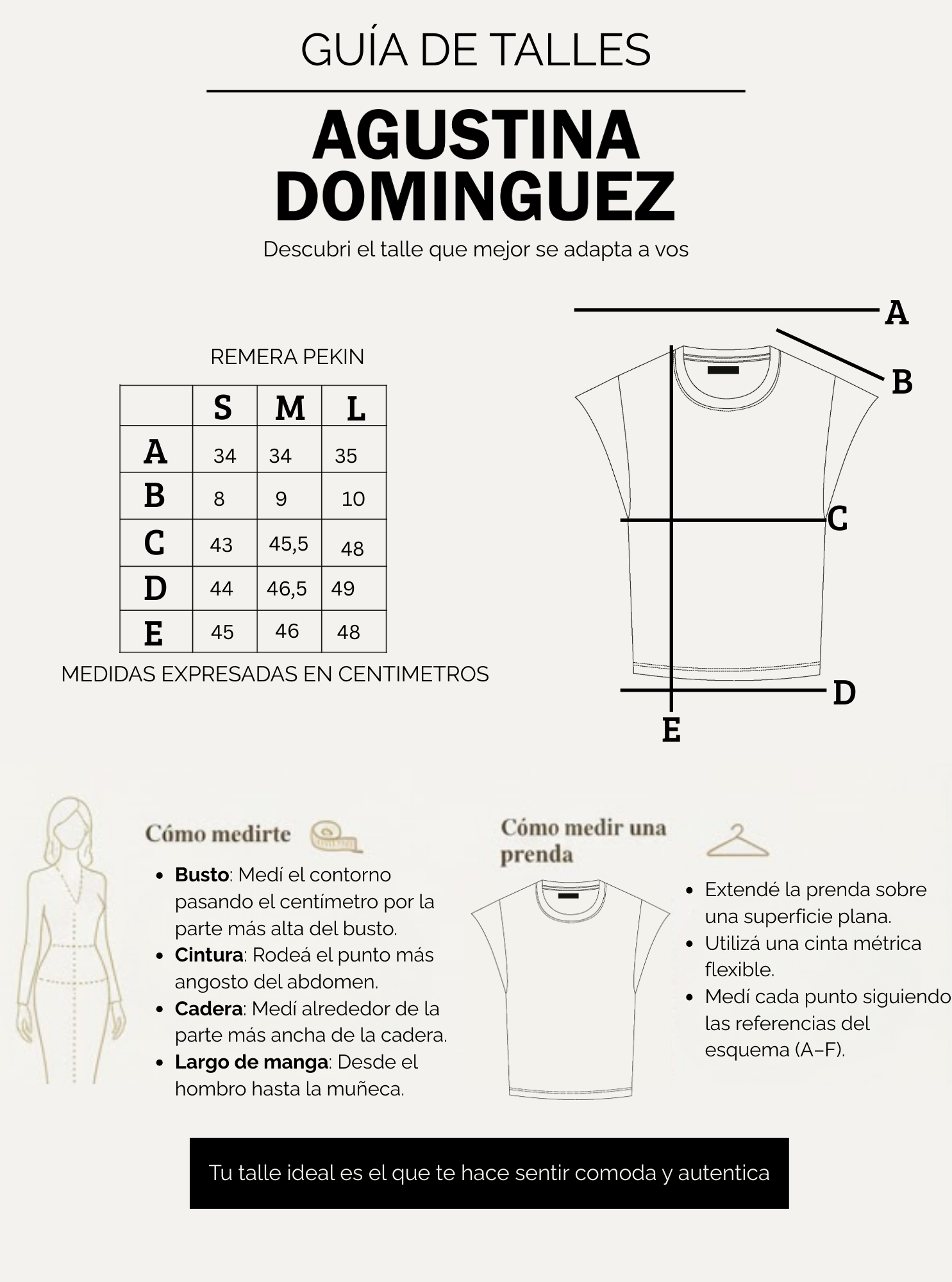 Tabla de talles de Remera Pekin Sand