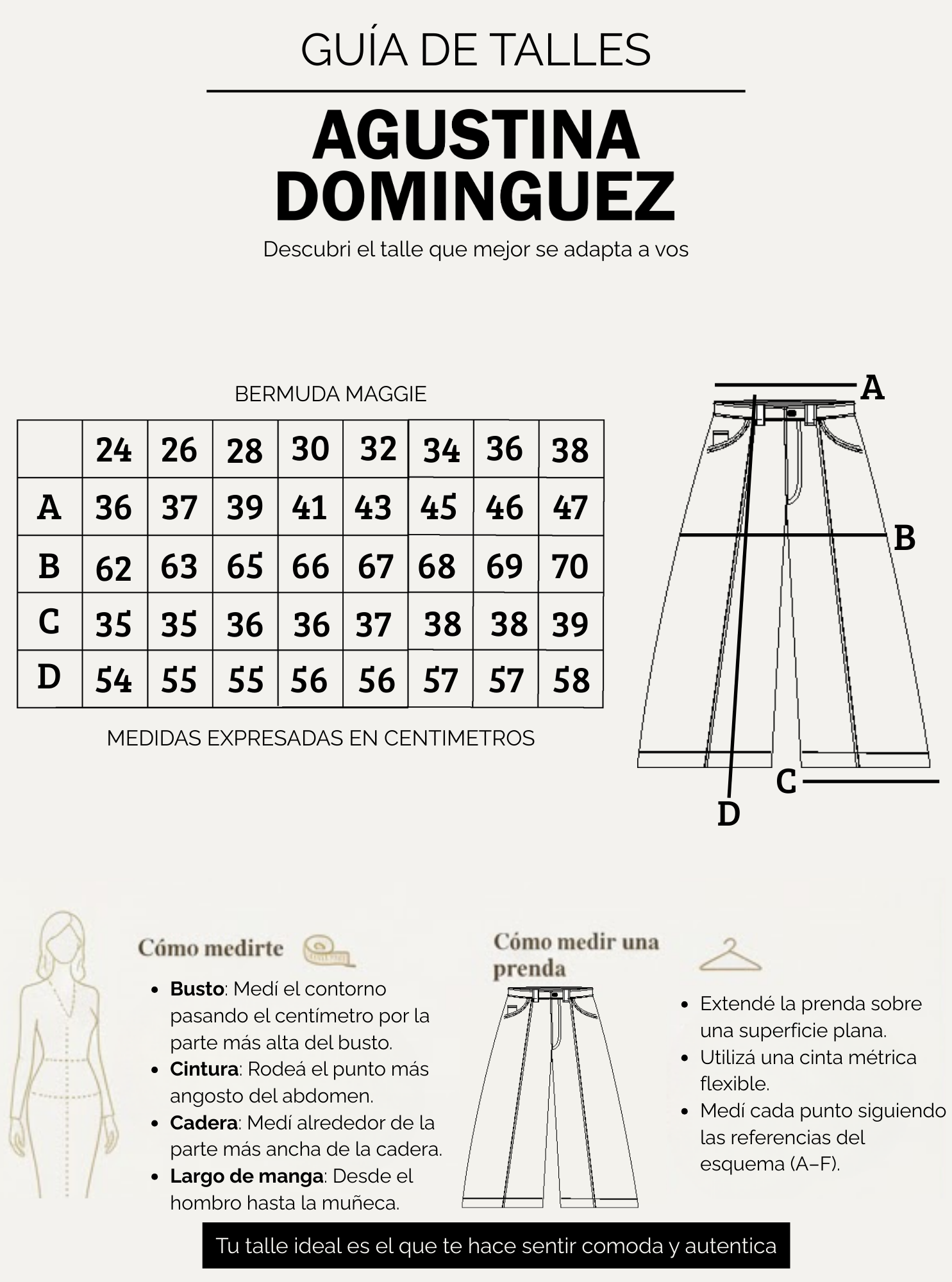 Tabla de talles de Bermuda Maggie