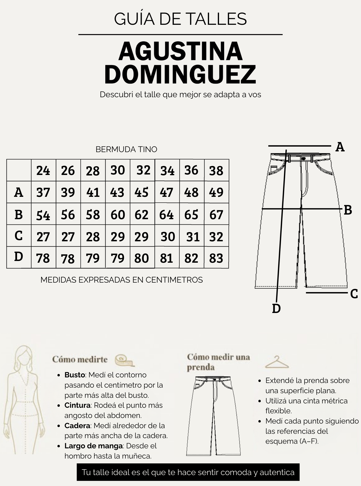 Tabla de talles de Bermuda Tino