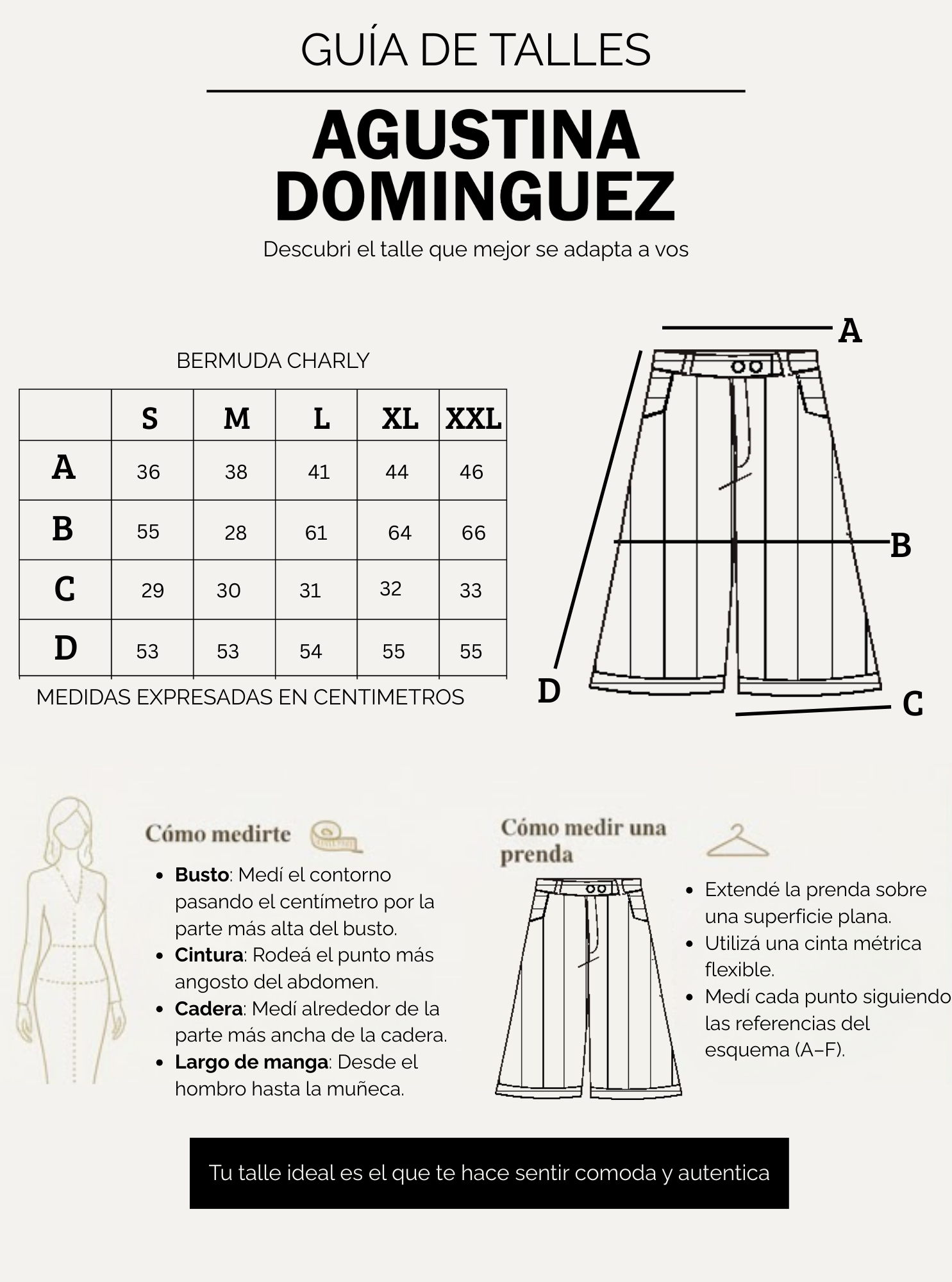 Tabla de talles de Bermuda Charly Off White