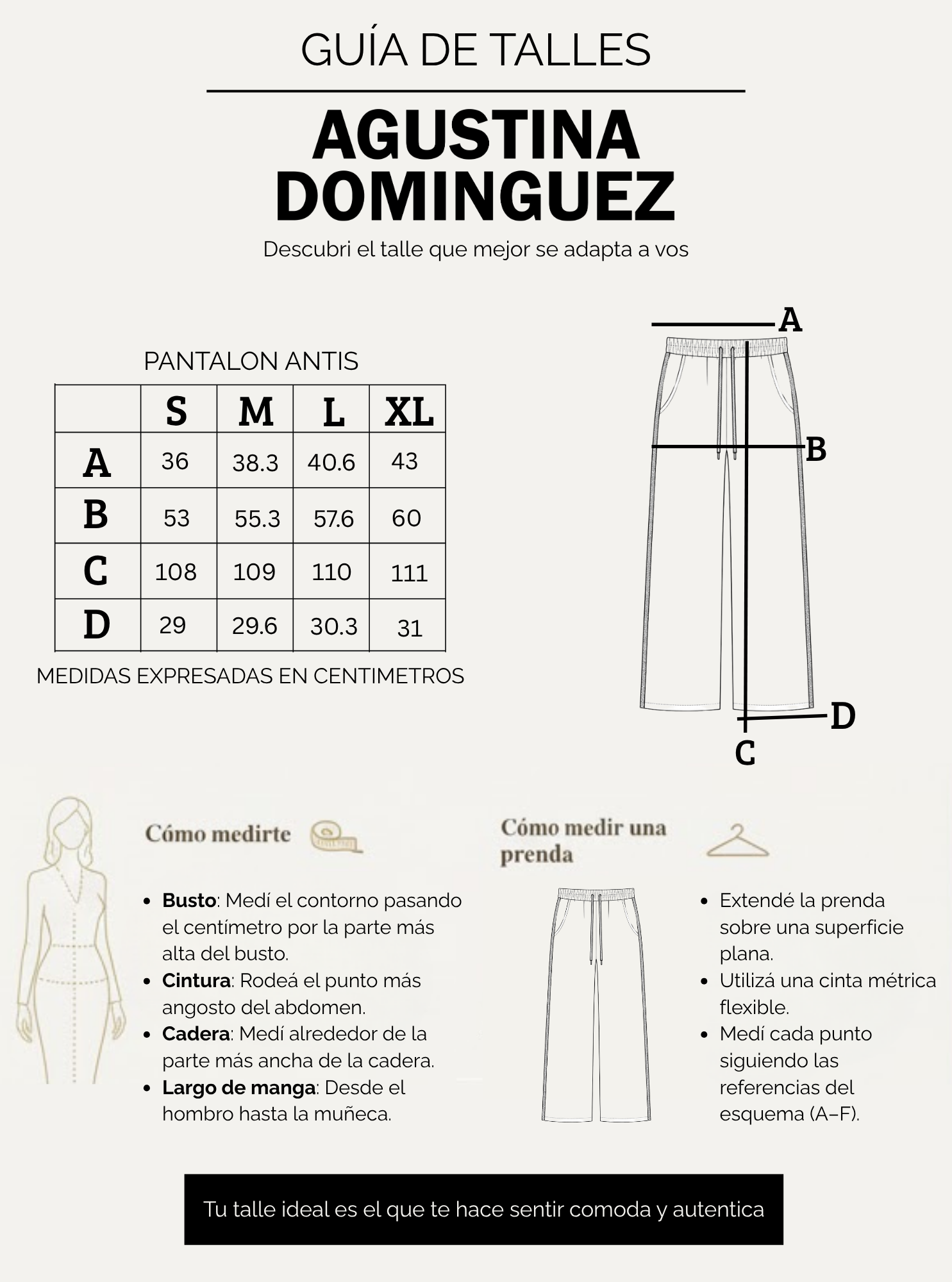 Tabla de talles de Pantalón Atins Azul