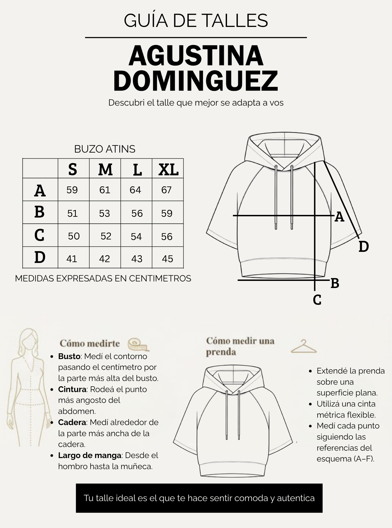 Tabla de talles de Buzo Atins Azul